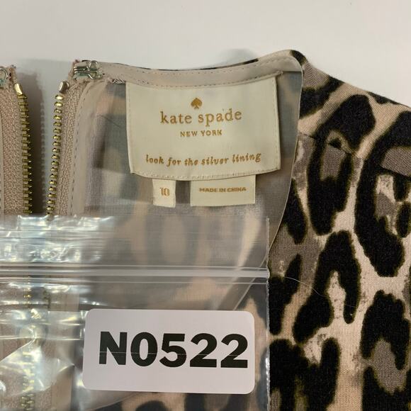 KATE SPADE 10 Autumn Leopard Dress Tan Brown Fit Flare Mini Ponte - Picture 4 of 10